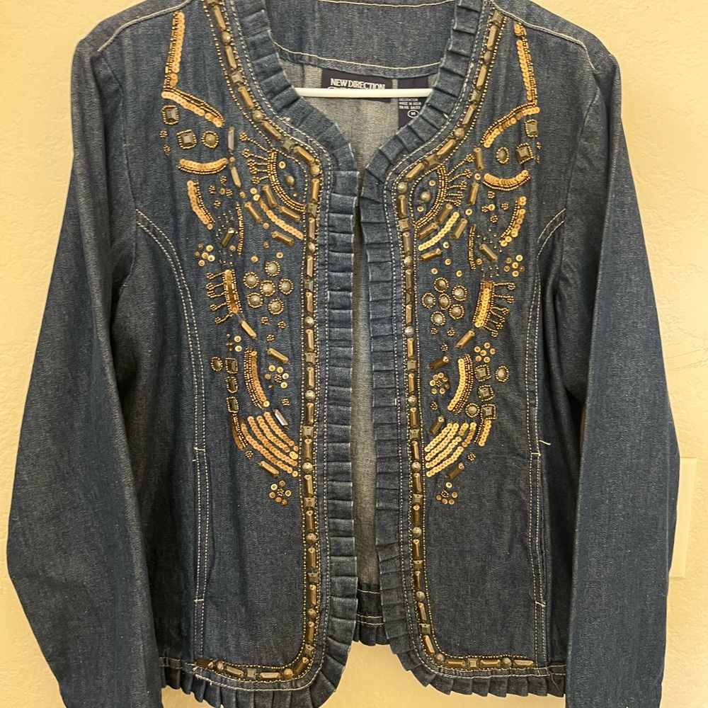 New Directions Denim Jacket with Gold Details